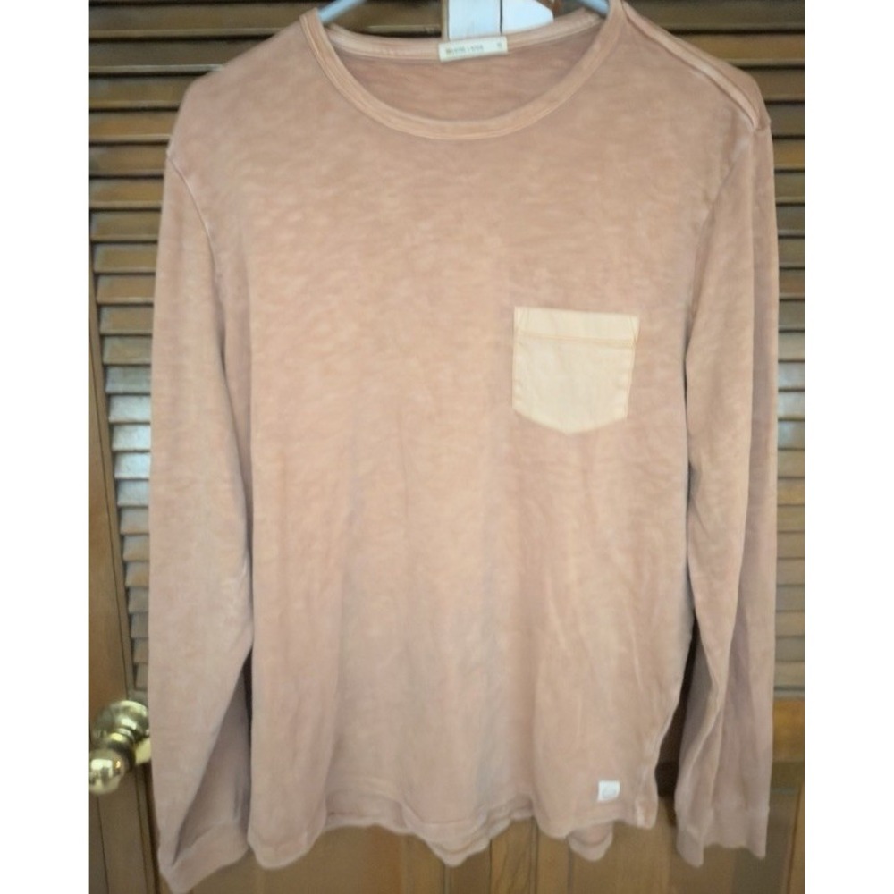 Marine Layer Womens M Dusty Rose Long Sleeve Pocket Tee Vintage Wash Shirt